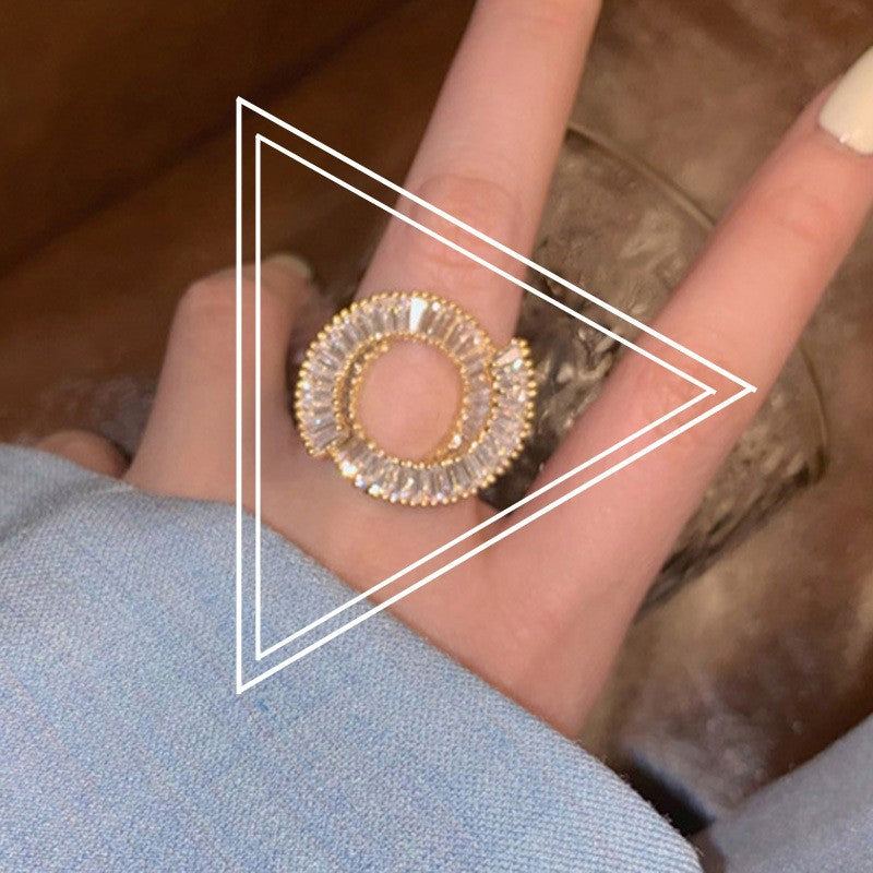 Wholesale Silver Plated Inlaid Overturning Stone Metal Rings